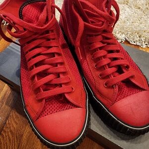 READ PF Flyers Mens Size 12 Red Casual Mesh Athletic Sneakers Hi High Tops
